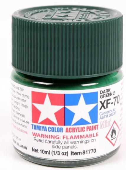 Colore acrilico XF-70 Dark Green 6pz da 10ml opaco - TAM81770