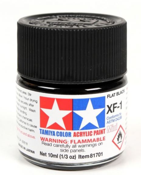 Colore acrilico XF-1 Flat Black 1pz da 10ml opaco - TAM81701-1PZ
