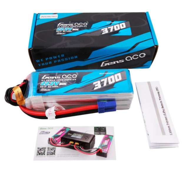 LiPo 6s 22,2v 3700mAh EC5 60/120C G-Tech Gens Ace - GEN376S60E5GT - immagine 4