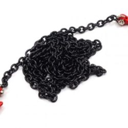 Catena nera con ganci rossi tutto in metallo lunga 96cm - GPEDYA-0357BK