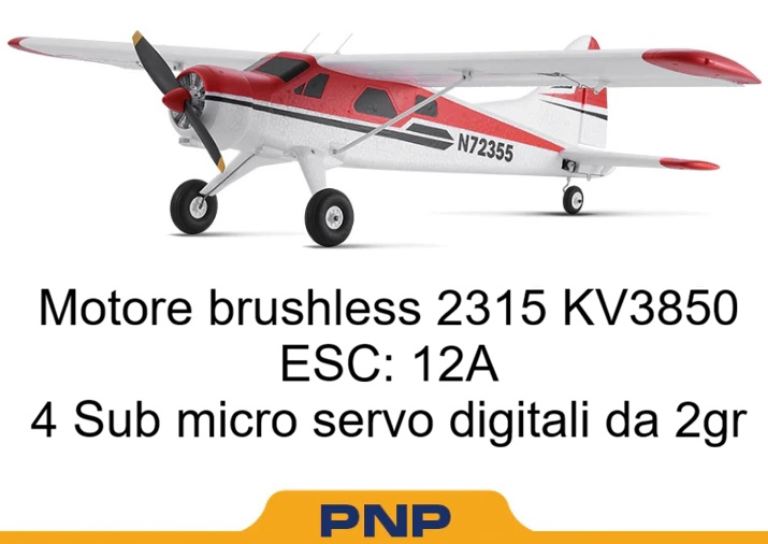 Beaver rosso 800mm 1/18 senza radio con motore regolatore e servi