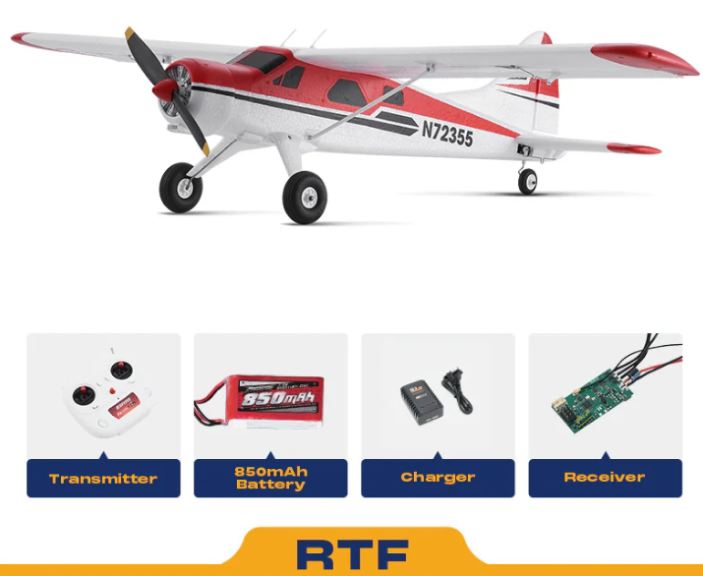 Beaver rosso 800mm RTF 1/18 con radio motore regolatore e servi – BEEFMS155-RDR