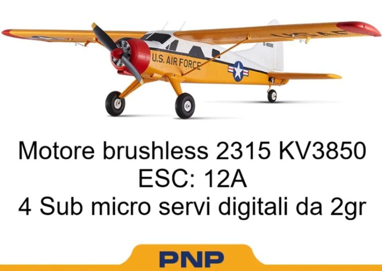 Beaver giallo 800mm 1/18 senza radio con motore regolatore e servi – BEEFMS155-YL