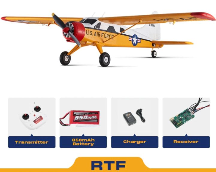 Beaver giallo 800mm RTF 1/18 con radio motore regolatore e servi – BEEFMS155-YLR