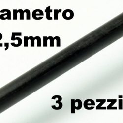 Tubetti pieni in carbonio da 2,5mm 3pz lunghi 1mt