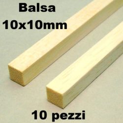 Listelli di balsa 10x10 10pz lunghi 1mt