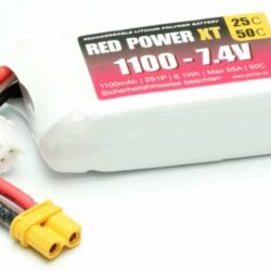 LiPo 2s 7,4v 1100mAh 25/50C XT60 RED POWER 55gr 55x30x17mm