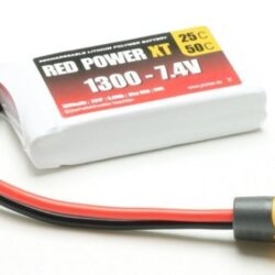 LiPo 2s 7,4v 1300mAh 25/50C XT60 RED POWER 80gr 65x35x15mm