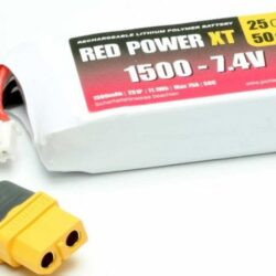 LiPo 2s 7,4v 1500mAh 25/50C XT60 RED POWER 80gr 70x35x17mm