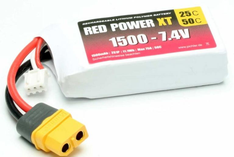 LiPo 2s 7,4v 1500mAh 25/50C XT60  RED POWER 80gr 70x35x17mm – PCH15414