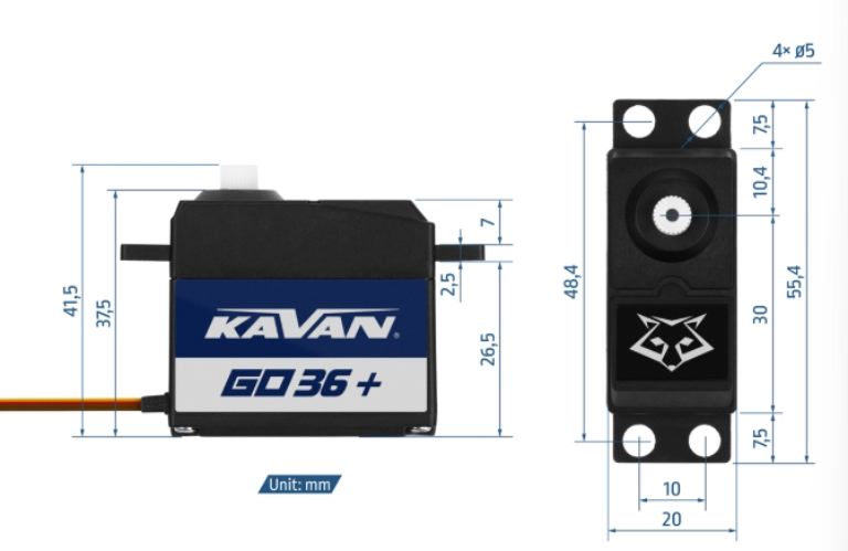Servo standard analogico 3,4kg 0,14s 36gr 40x20x36mm