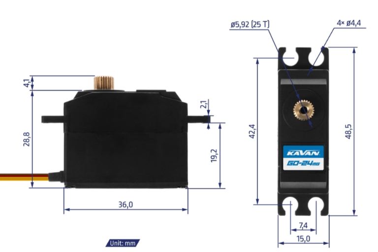 Mini servo digitale GO-24MG 4,5kg 0,07s 25gr