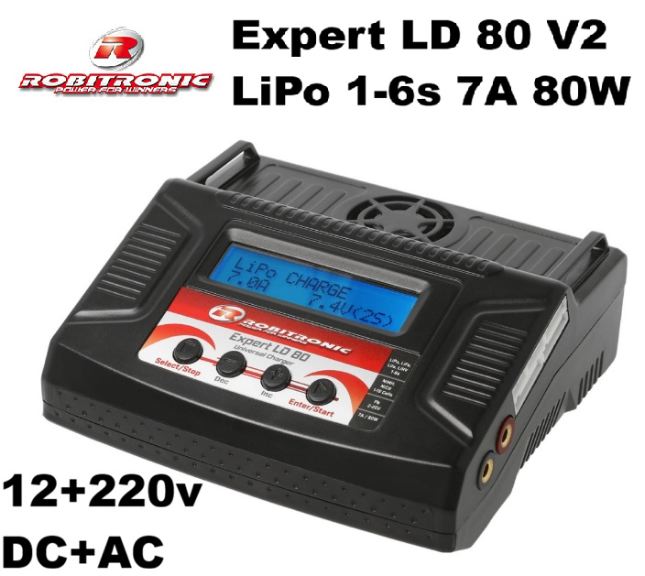Caricabatterie Exper LD80 v2 7A 80W 12+220v LiPo 1-6s – RBT-R01015