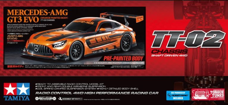 Mercedes AMG GT3 Evo Pre-verniciata arancione TT02 4WD con regolatore – TAM47519