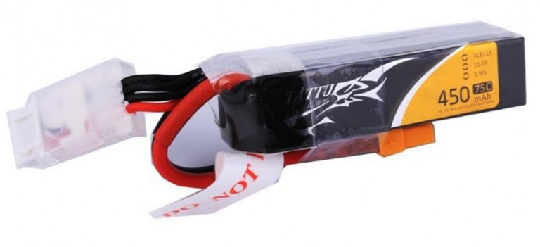 TATTU 11,1v 450mAh LONG SIZE 75C FRAME H TA-75C-450-3S1P-L