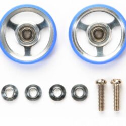 Rotelle Allumunio 17mm con anello celeste in plastica Mini4wd