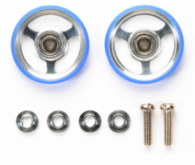 Rotelle Allumunio 17mm con anello celeste in plastica Mini4wd – TAM15449