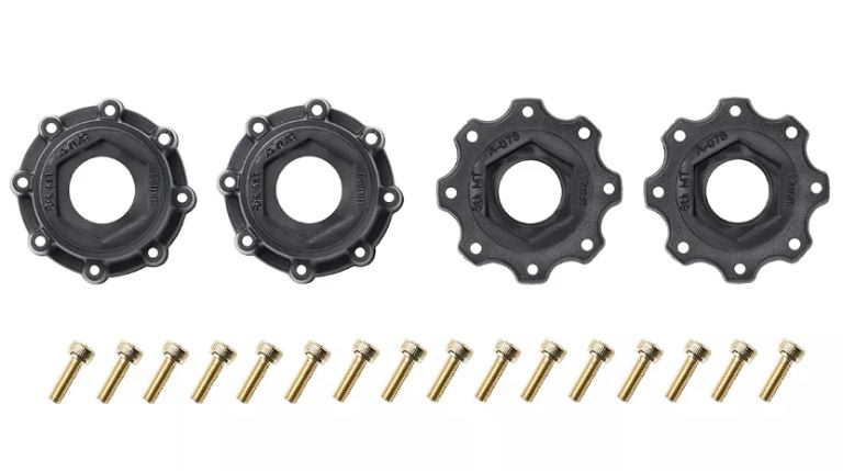 Gomme MT-Pioneer 3.8 2pz 1/8 cerchi neri con 4 Offset per monster truck